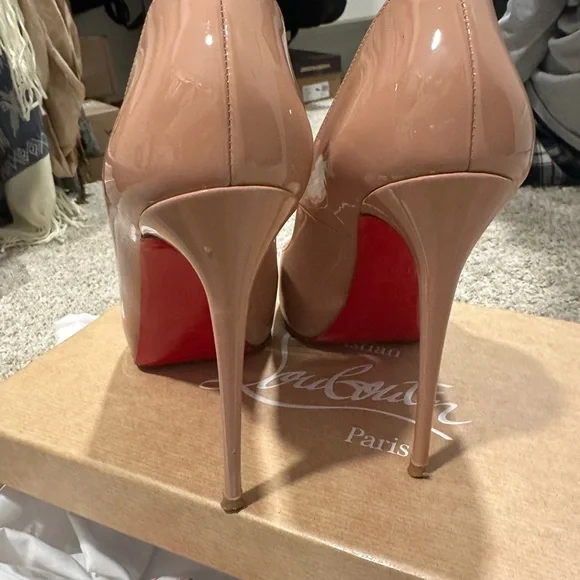 Christian Louboutin Nude Peep Toe Heels - Picture 14 of 16